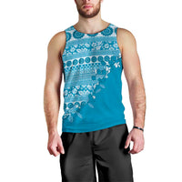 Fiji Marau na Kerisimasi Men Tank Top Aqua Tagimoucia Tapa Masi Tribal - Polynesian Pride