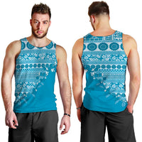 Fiji Marau na Kerisimasi Men Tank Top Aqua Tagimoucia Tapa Masi Tribal - Polynesian Pride