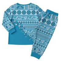 Fiji Marau na Kerisimasi Christmas Pajama Set Aqua Tagimoucia Tapa Masi Tribal - Polynesian Pride