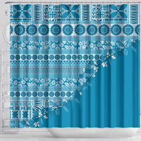 Fiji Marau na Kerisimasi Shower Curtain Aqua Tagimoucia Tapa Masi Tribal - Polynesian Pride