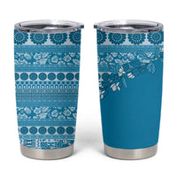 Fiji Marau na Kerisimasi Tumbler Cup Aqua Tagimoucia Tapa Masi Tribal - Polynesian Pride