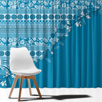 Fiji Marau na Kerisimasi Window Curtain Aqua Tagimoucia Tapa Masi Tribal - Polynesian Pride