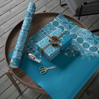 Fiji Marau na Kerisimasi Wrapping Paper Aqua Tagimoucia Tapa Masi Tribal - Polynesian Pride