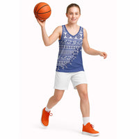 Fiji Marau na Kerisimasi Basketball Jersey Blue Tagimoucia Tapa Masi Tribal - Polynesian Pride