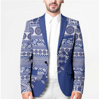 Fiji Marau na Kerisimasi Blazer Blue Tagimoucia Tapa Masi Tribal - Polynesian Pride