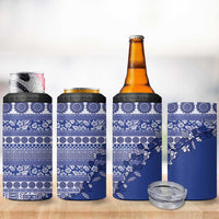 Fiji Marau na Kerisimasi 4 in 1 Can Cooler Tumbler Blue Tagimoucia Tapa Masi Tribal - Polynesian Pride
