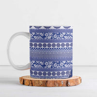 Fiji Marau na Kerisimasi Ceramic Mug Blue Tagimoucia Tapa Masi Tribal - Polynesian Pride