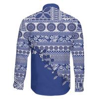 Fiji Marau na Kerisimasi Family Matching Long Sleeve Bodycon Dress and Hawaiian Shirt Blue Tagimoucia Tapa Masi Tribal - Polynesian Pride