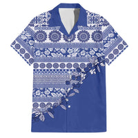 Fiji Marau na Kerisimasi Family Matching Off Shoulder Maxi Dress and Hawaiian Shirt Blue Tagimoucia Tapa Masi Tribal - Polynesian Pride