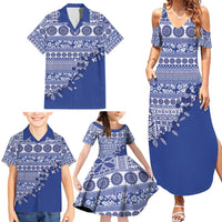 Fiji Marau na Kerisimasi Family Matching Summer Maxi Dress and Hawaiian Shirt Blue Tagimoucia Tapa Masi Tribal - Polynesian Pride