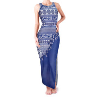 Fiji Marau na Kerisimasi Family Matching Tank Maxi Dress and Hawaiian Shirt Blue Tagimoucia Tapa Masi Tribal - Polynesian Pride