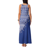 Fiji Marau na Kerisimasi Family Matching Tank Maxi Dress and Hawaiian Shirt Blue Tagimoucia Tapa Masi Tribal - Polynesian Pride