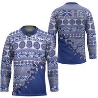 Fiji Marau na Kerisimasi Hockey Jersey Blue Tagimoucia Tapa Masi Tribal LT9 - Polynesian Pride