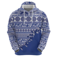 Fiji Marau na Kerisimasi Hoodie Blue Tagimoucia Tapa Masi Tribal LT9 - Polynesian Pride