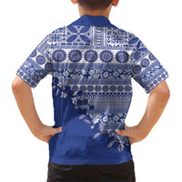 Fiji Marau na Kerisimasi Kid Hawaiian Shirt Blue Tagimoucia Tapa Masi Tribal LT9 - Polynesian Pride