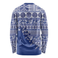 Fiji Marau na Kerisimasi Long Sleeve Shirt Blue Tagimoucia Tapa Masi Tribal - Polynesian Pride