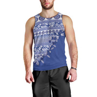 Fiji Marau na Kerisimasi Men Tank Top Blue Tagimoucia Tapa Masi Tribal - Polynesian Pride