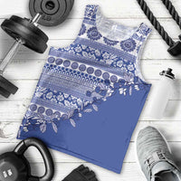 Fiji Marau na Kerisimasi Men Tank Top Blue Tagimoucia Tapa Masi Tribal - Polynesian Pride