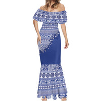 Fiji Marau na Kerisimasi Mermaid Dress Blue Tagimoucia Tapa Masi Tribal - Polynesian Pride