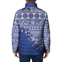 Fiji Marau na Kerisimasi Padded Jacket Blue Tagimoucia Tapa Masi Tribal - Polynesian Pride