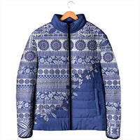 Fiji Marau na Kerisimasi Padded Jacket Blue Tagimoucia Tapa Masi Tribal - Polynesian Pride
