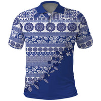 Fiji Marau na Kerisimasi Polo Shirt Blue Tagimoucia Tapa Masi Tribal LT9 Blue - Polynesian Pride