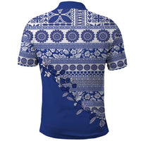 Fiji Marau na Kerisimasi Polo Shirt Blue Tagimoucia Tapa Masi Tribal LT9 - Polynesian Pride