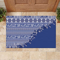 Fiji Marau na Kerisimasi Rubber Doormat Blue Tagimoucia Tapa Masi Tribal - Polynesian Pride