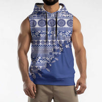 Fiji Marau na Kerisimasi Sleeveless Hoodie Blue Tagimoucia Tapa Masi Tribal - Polynesian Pride