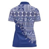 Fiji Marau na Kerisimasi Women Polo Shirt Blue Tagimoucia Tapa Masi Tribal - Polynesian Pride