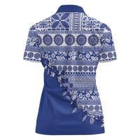 Fiji Marau na Kerisimasi Women Polo Shirt Blue Tagimoucia Tapa Masi Tribal - Polynesian Pride