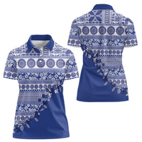 Fiji Marau na Kerisimasi Women Polo Shirt Blue Tagimoucia Tapa Masi Tribal - Polynesian Pride