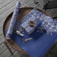 Fiji Marau na Kerisimasi Wrapping Paper Blue Tagimoucia Tapa Masi Tribal - Polynesian Pride