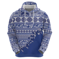 Fiji Marau na Kerisimasi Zip Hoodie Blue Tagimoucia Tapa Masi Tribal LT9 - Polynesian Pride
