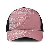 Fiji Marau na Kerisimasi Baseball Net Cap Dusty Rose Tagimoucia Tapa Masi Tribal LT9 One Size Black Pink - Polynesian Pride