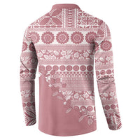 Fiji Marau na Kerisimasi Button Sweatshirt Dusty Rose Tagimoucia Tapa Masi Tribal - Polynesian Pride