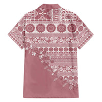 Fiji Marau na Kerisimasi Family Matching Off The Shoulder Long Sleeve Dress and Hawaiian Shirt Dusty Rose Tagimoucia Tapa Masi Tribal - Polynesian Pride