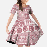 Fiji Marau na Kerisimasi Family Matching Off Shoulder Maxi Dress and Hawaiian Shirt Dusty Rose Tagimoucia Tapa Masi Tribal - Polynesian Pride
