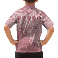 Fiji Marau na Kerisimasi Family Matching Puletasi and Hawaiian Shirt Dusty Rose Tagimoucia Tapa Masi Tribal - Polynesian Pride