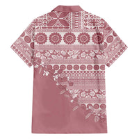 Fiji Marau na Kerisimasi Family Matching Short Sleeve Bodycon Dress and Hawaiian Shirt Dusty Rose Tagimoucia Tapa Masi Tribal - Polynesian Pride