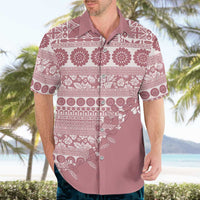 Fiji Marau na Kerisimasi Hawaiian Shirt Dusty Rose Tagimoucia Tapa Masi Tribal LT9 - Polynesian Pride