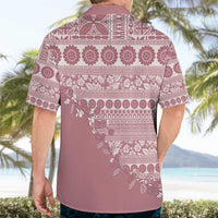 Fiji Marau na Kerisimasi Hawaiian Shirt Dusty Rose Tagimoucia Tapa Masi Tribal - Polynesian Pride