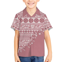 Fiji Marau na Kerisimasi Hawaiian Shirt Dusty Rose Tagimoucia Tapa Masi Tribal LT9 - Polynesian Pride