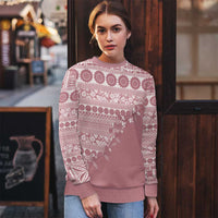 Fiji Marau na Kerisimasi Ugly Christmas Sweater Dusty Rose Tagimoucia Tapa Masi Tribal - Polynesian Pride