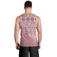 Fiji Marau na Kerisimasi Men Tank Top Dusty Rose Tagimoucia Tapa Masi Tribal - Polynesian Pride