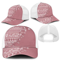 Fiji Marau na Kerisimasi Mesh Trucker Cap Dusty Rose Tagimoucia Tapa Masi Tribal - Polynesian Pride