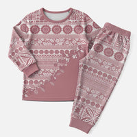Fiji Marau na Kerisimasi Christmas Pajama Set Dusty Rose Tagimoucia Tapa Masi Tribal - Polynesian Pride