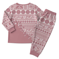 Fiji Marau na Kerisimasi Christmas Pajama Set Dusty Rose Tagimoucia Tapa Masi Tribal - Polynesian Pride