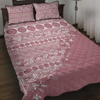 Fiji Marau na Kerisimasi Quilt Bed Set Dusty Rose Tagimoucia Tapa Masi Tribal - Polynesian Pride