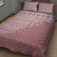 Fiji Marau na Kerisimasi Quilt Bed Set Dusty Rose Tagimoucia Tapa Masi Tribal - Polynesian Pride